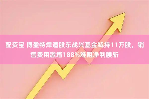配资宝 博盈特焊遭股东战兴基金减持11万股,销售费用激增188%难阻净利腰斩